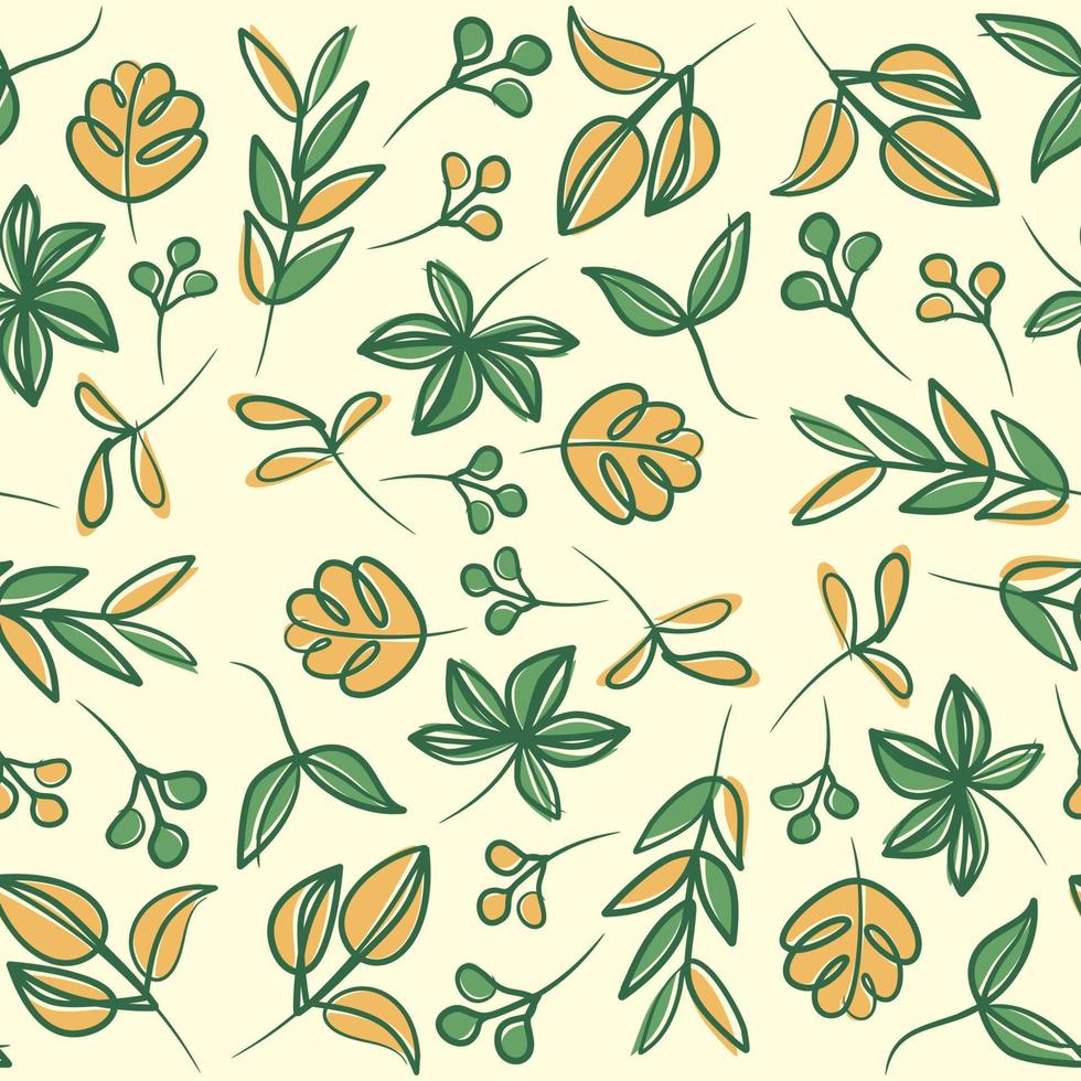 hojas florales botánicas de patrones sin fisuras. patrón floral, hojas verdes vector