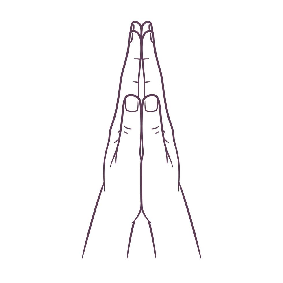 dibujo de arte lineal de la mano rezando. manos orando vector