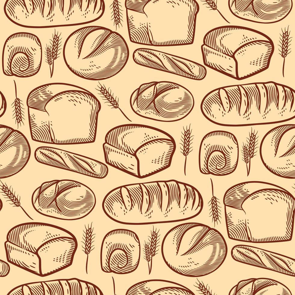 Bread and bakery seamless pattern vector