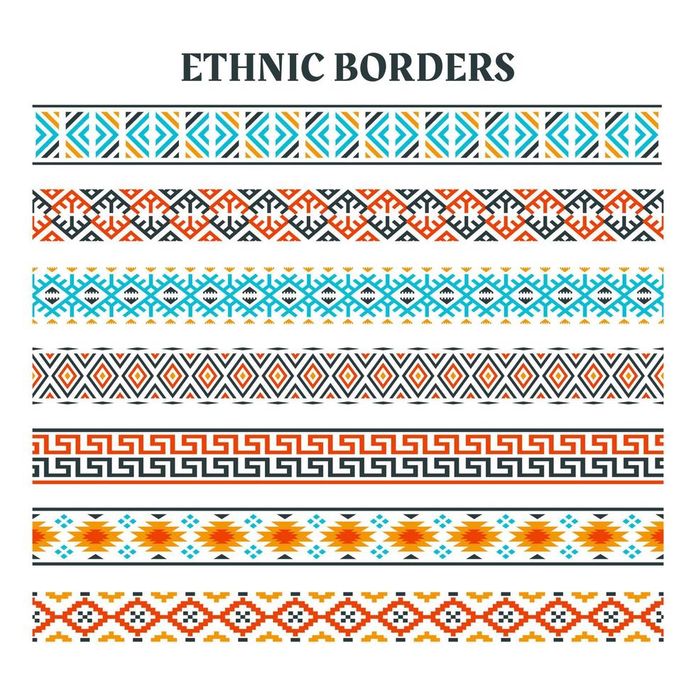 Set of Ethnic Element Strips Border vector