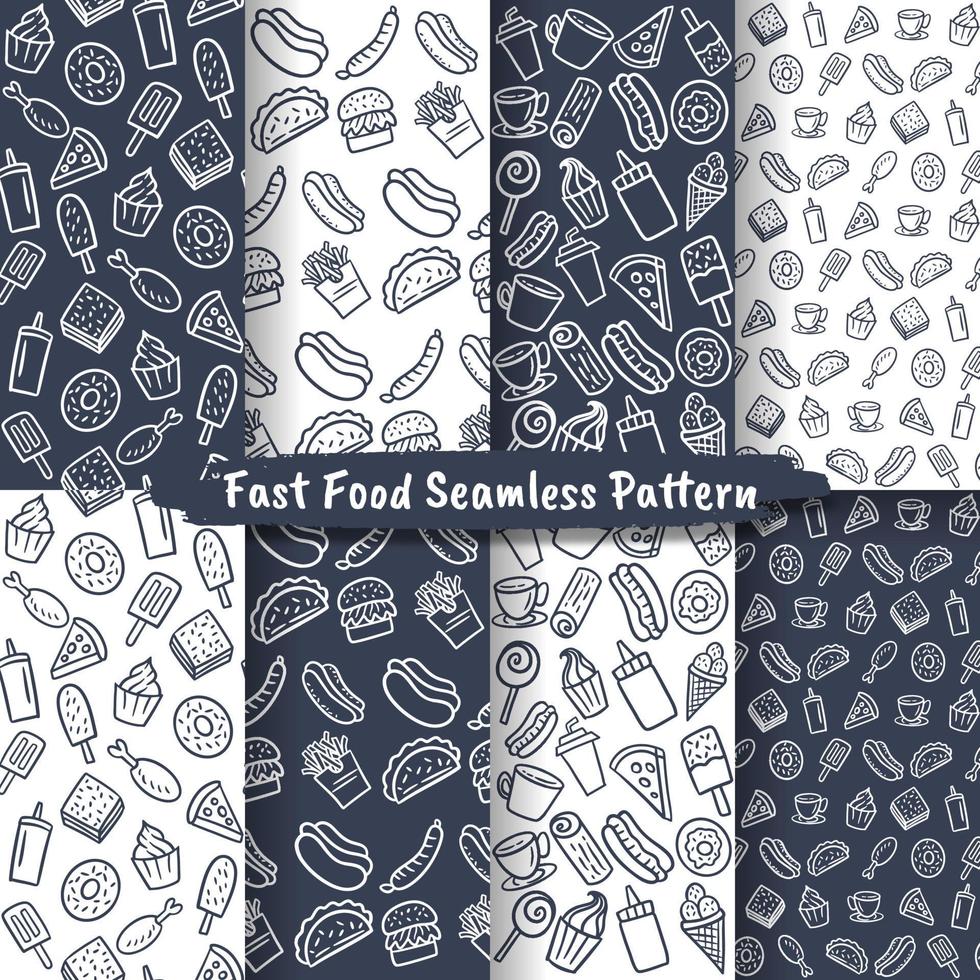 Set Of Fast Food Seamless Pattern vector