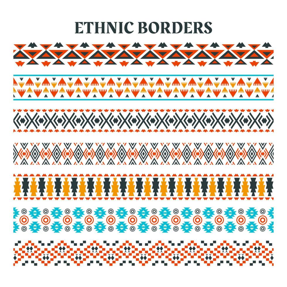 Set of Ethnic Element Strips Border vector