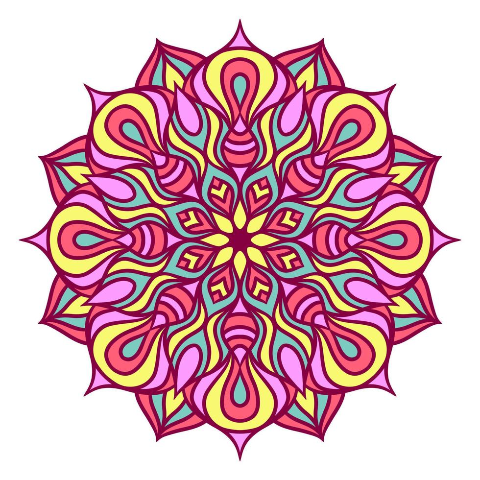 patrón de ornamento redondo de mandala étnico con colorido vector