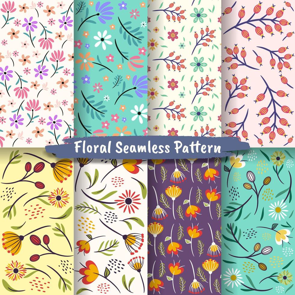 conjunto de patrones sin fisuras florales abstractos vector