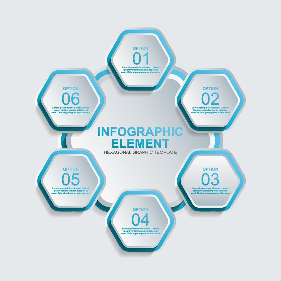 plantilla de vector de elemento infográfico hexagonal