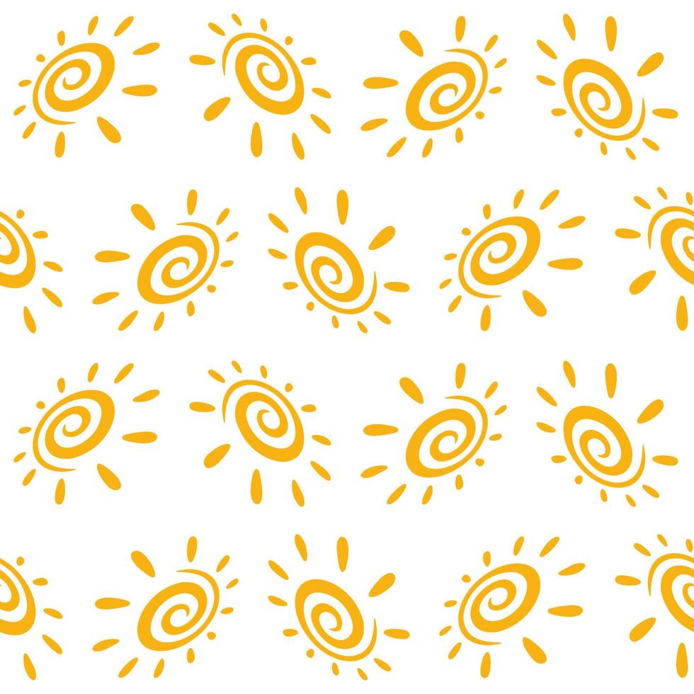 Cute hand drawn sun seamless pattern background vector