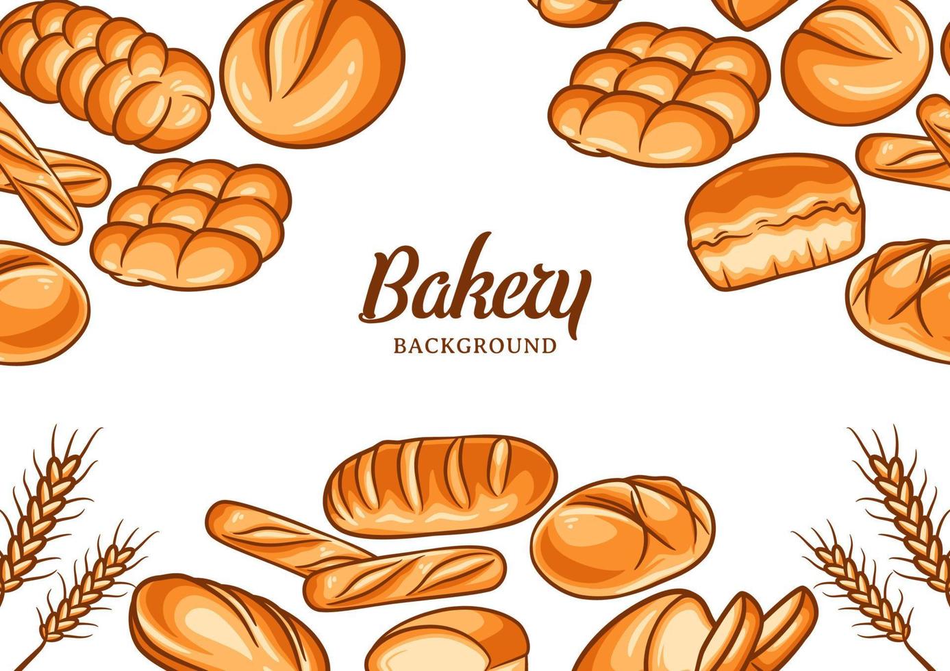 Fondo de panadería con ilustración de vector de pan colorido