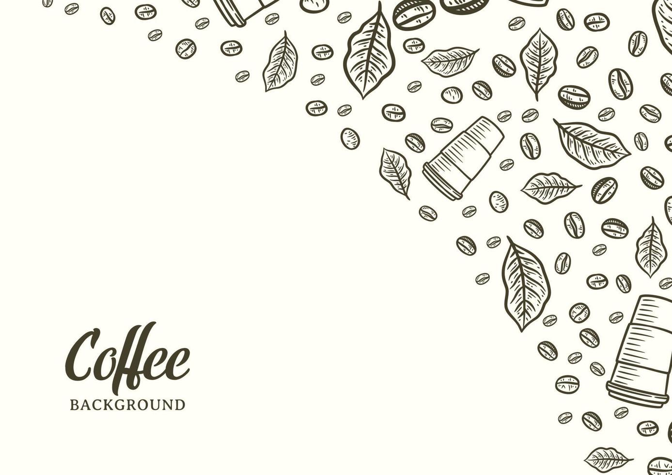 Hand drawn background with coffee beans vector