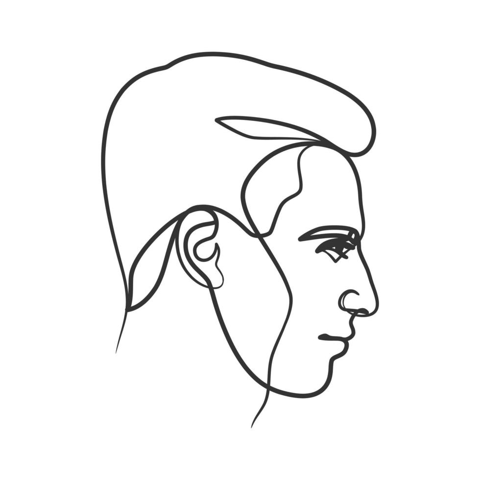 Continuous line art drawing of man face. Hand drawn minimalist style vector