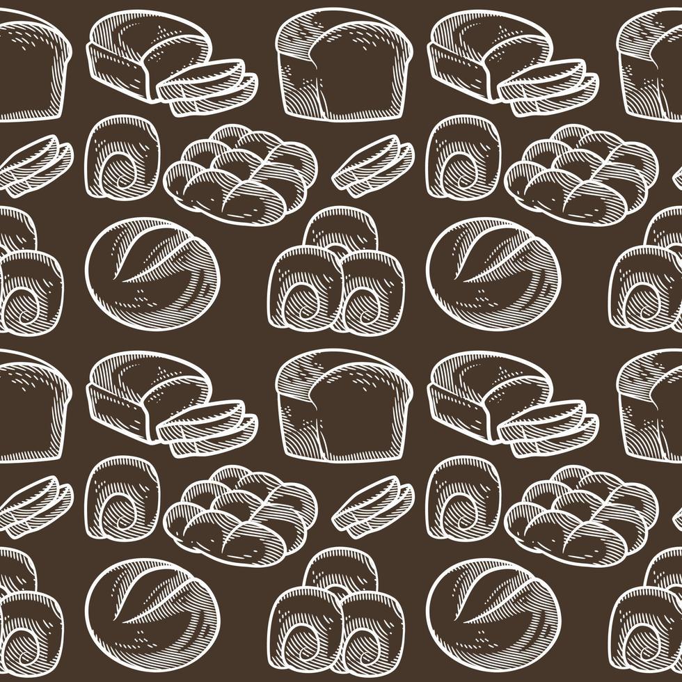 Bread and bakery seamless pattern vector