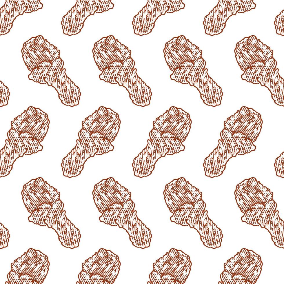 Crispy fried chicken seamless pattern vector