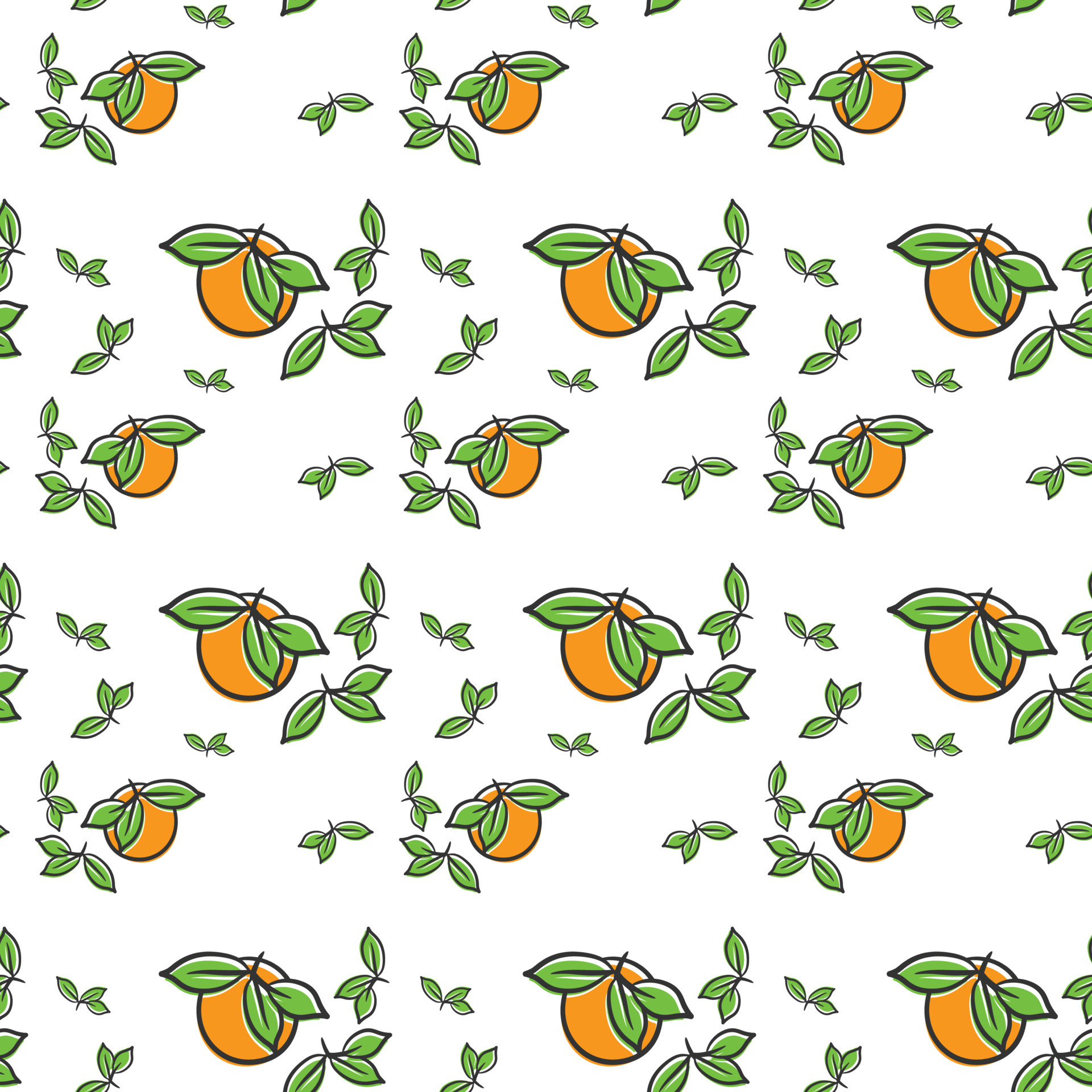 Orange Fruit Seamless Pattern Texture With Leaf 6050544 Vector Art at