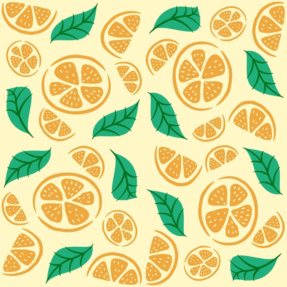 Orange seamless pattern hand drawn vector