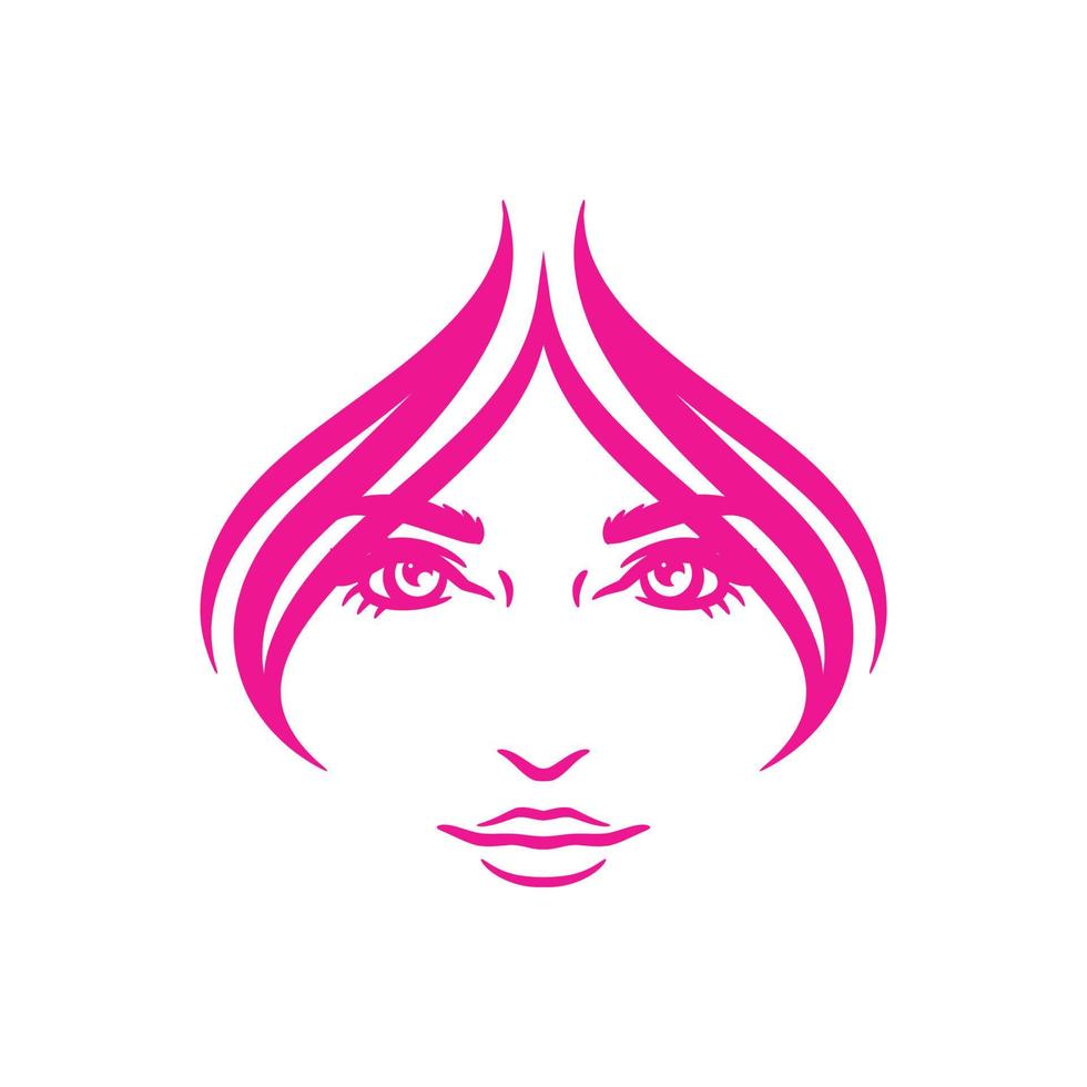 Woman face logo design template vector