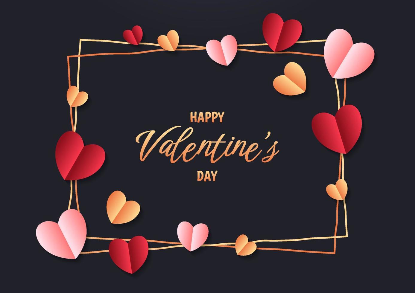 Happy valentine's day heart frame background vector