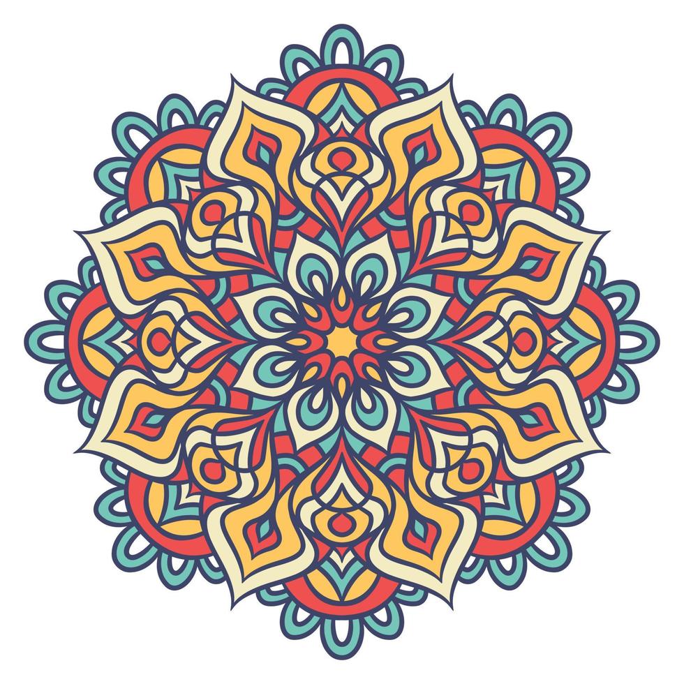 patrón de ornamento redondo de mandala étnico con colorido vector