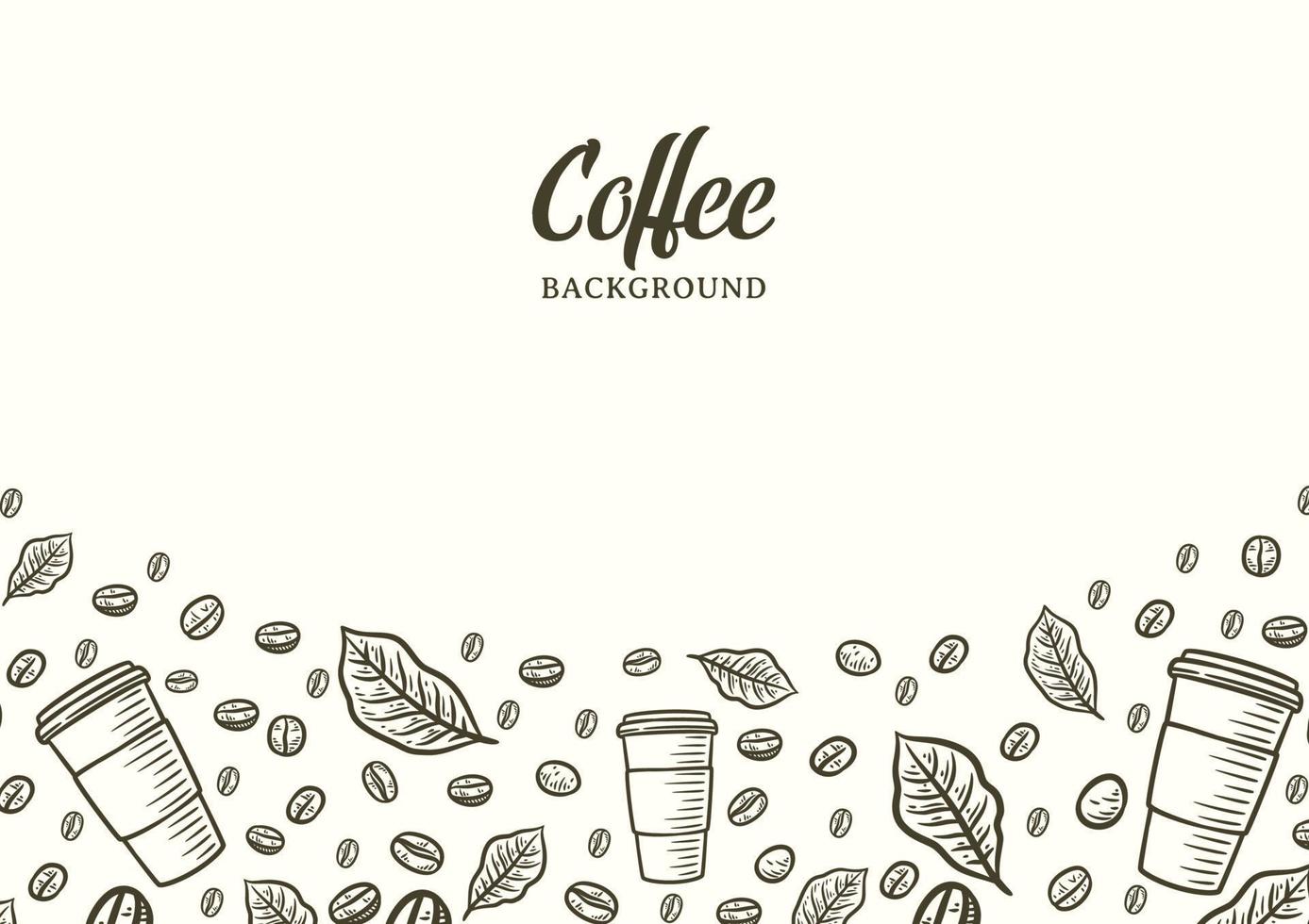 Hand drawn background with coffee bean vector