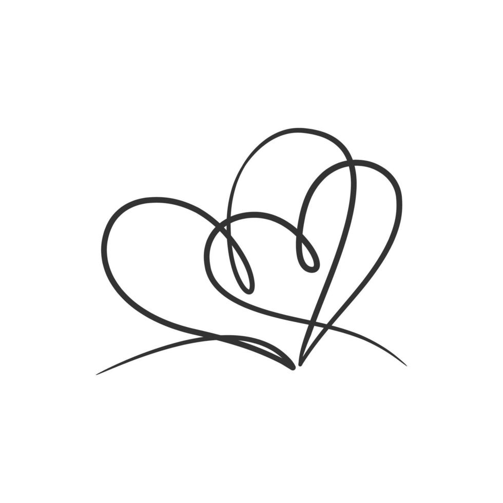 Continuous line drawing of love sign. Love heart one line drawing vector