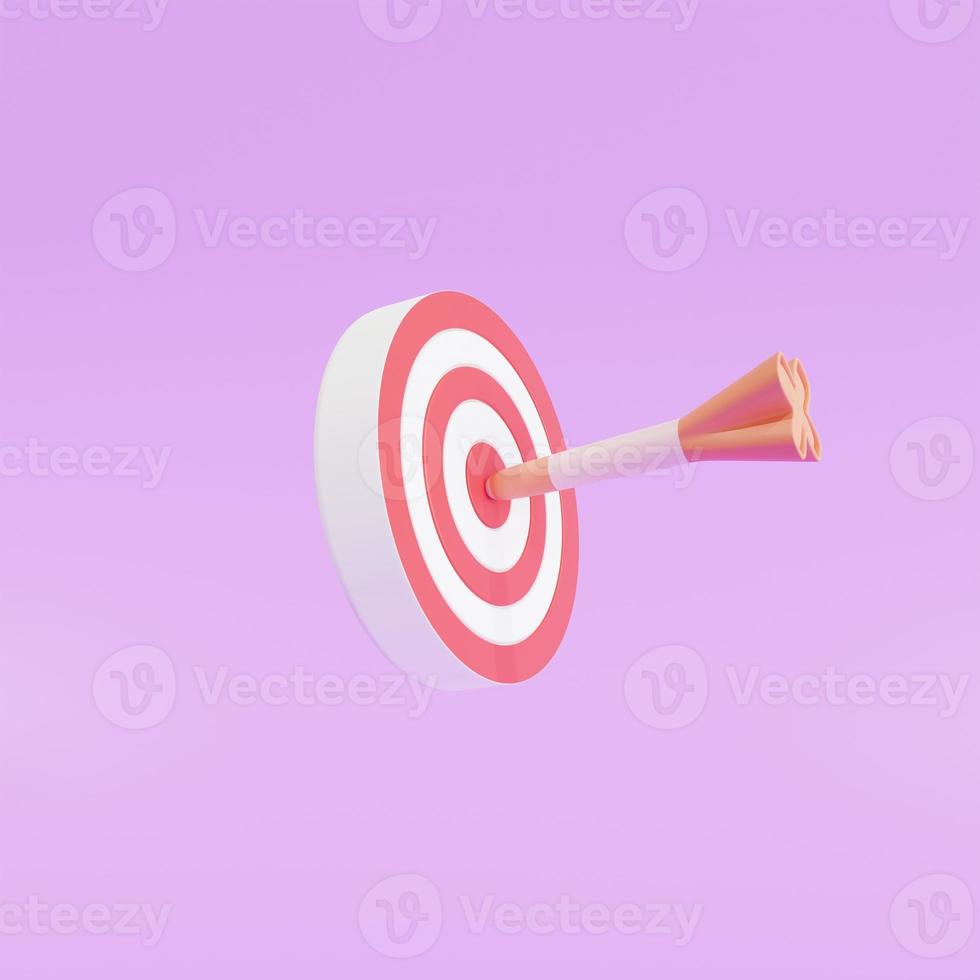 Arrow hit the center of the target. Business marketing target achievement concept, 3d illustration photo