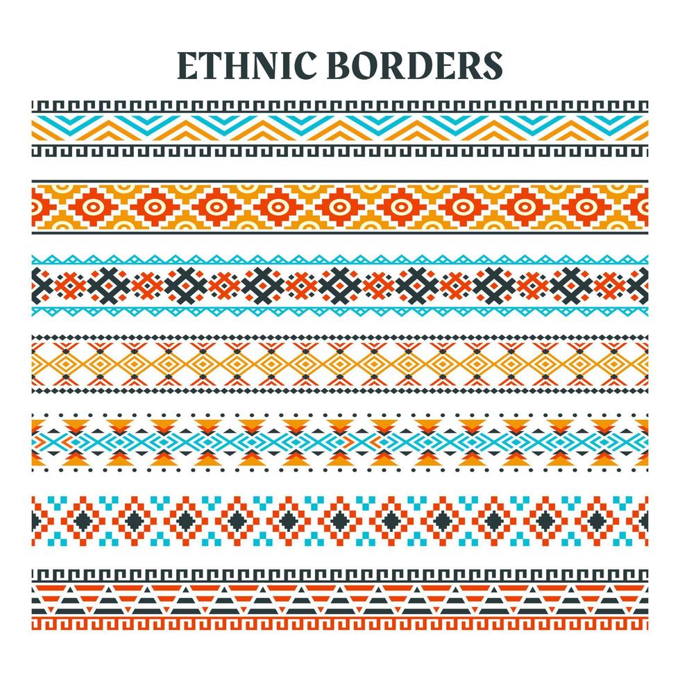 Set of Ethnic Element Strips Border vector