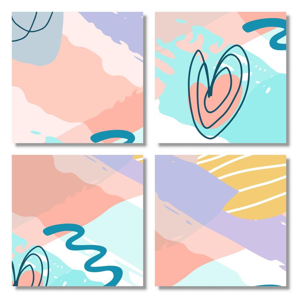 Set of Abstract Shape Background Memphis Pastel Color vector