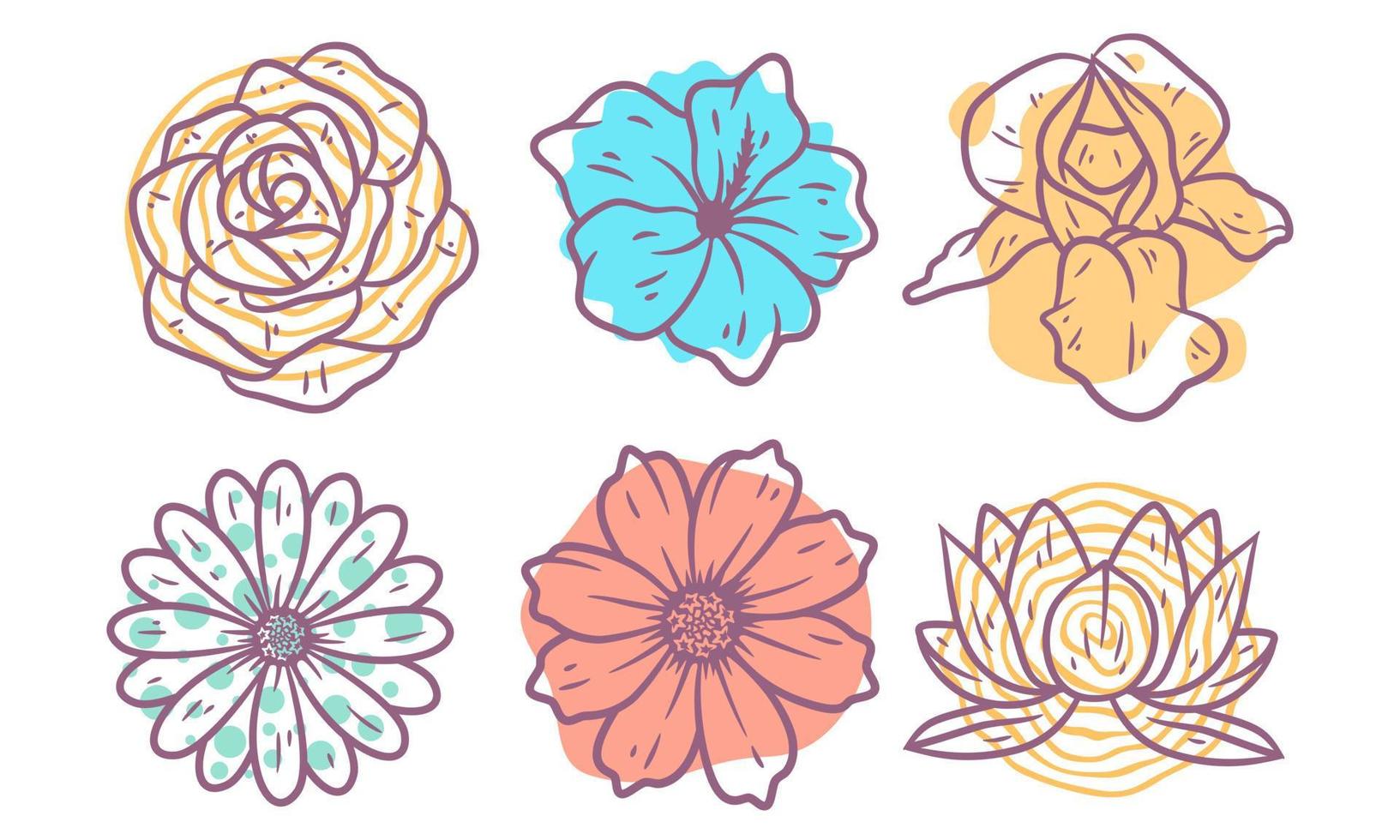 Set of Abstract floral elements vector