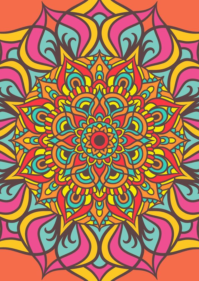 Ethnic Mandala Round Ornament Pattern With Colorful vector