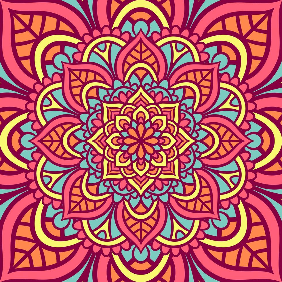 Ethnic Mandala Round Ornament Pattern With Colorful vector