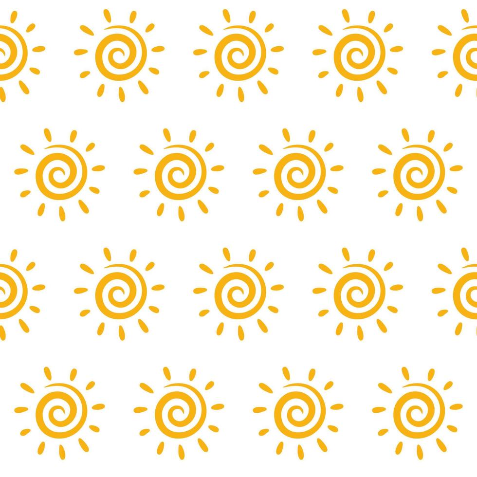 Cute hand drawn sun seamless pattern background vector