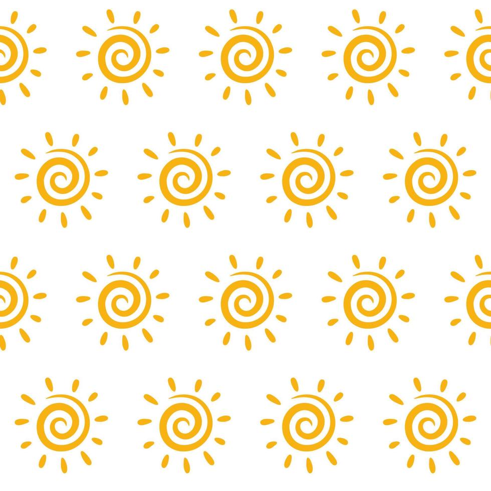 Cute hand drawn sun seamless pattern background vector