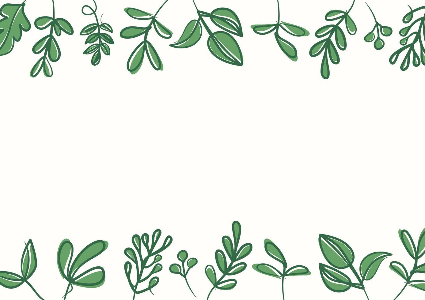 Botanical green floral leaves background with copy space for text vector