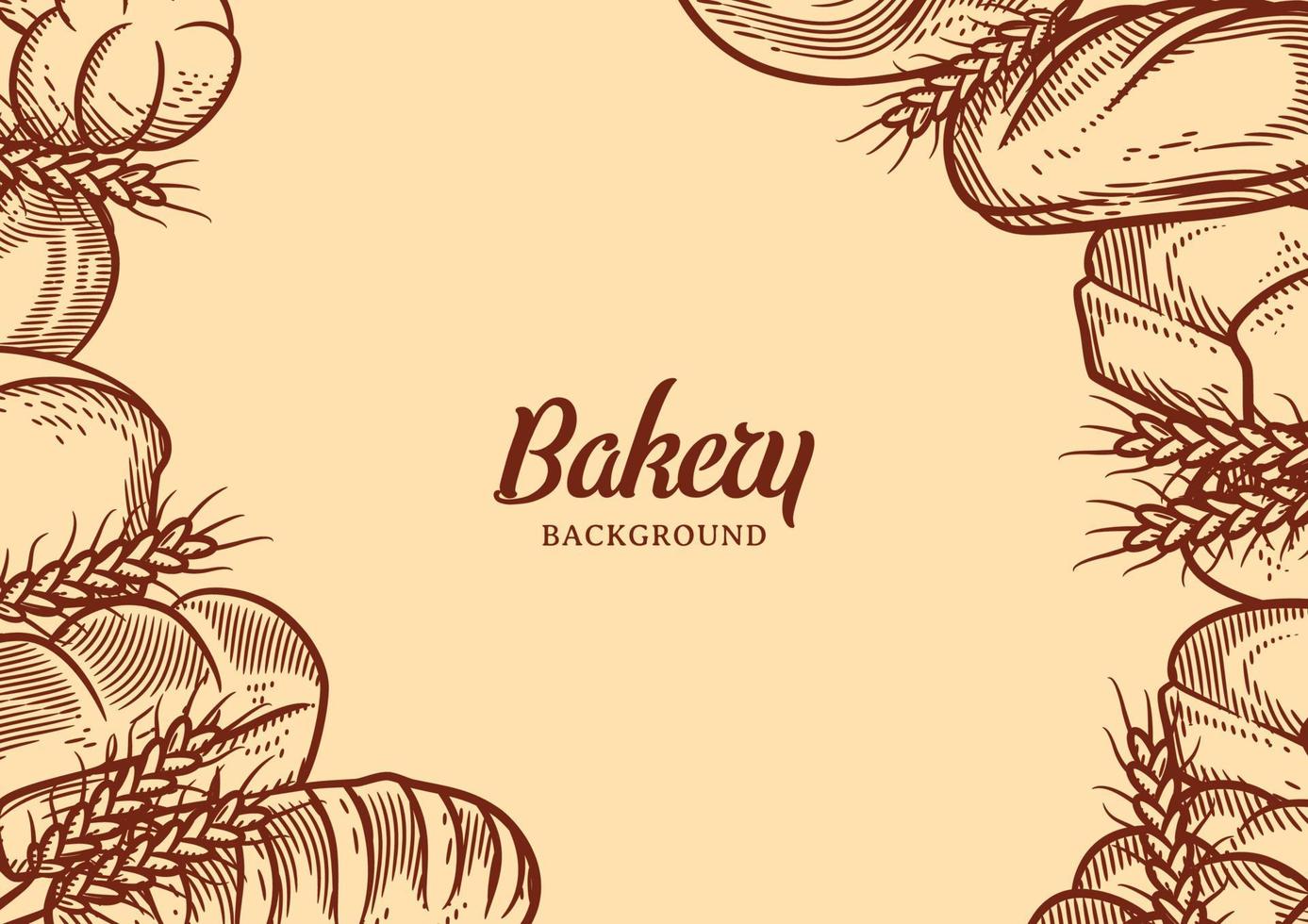 Vintage bakery background with sketched bread vector illustration