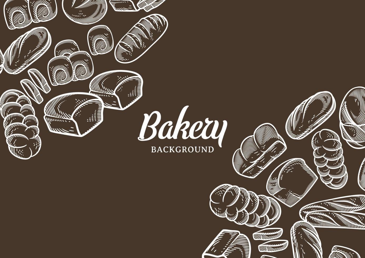 Vintage bakery background with sketched bread vector illustration