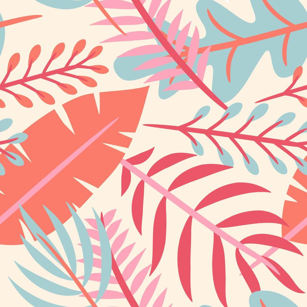 Tropical leaves botanical seamless pattern vector