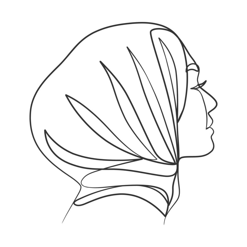 Continuous line drawing of hijab girl vector