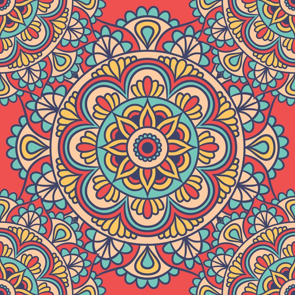 Mandala Round Ornament Seamless Pattern vector