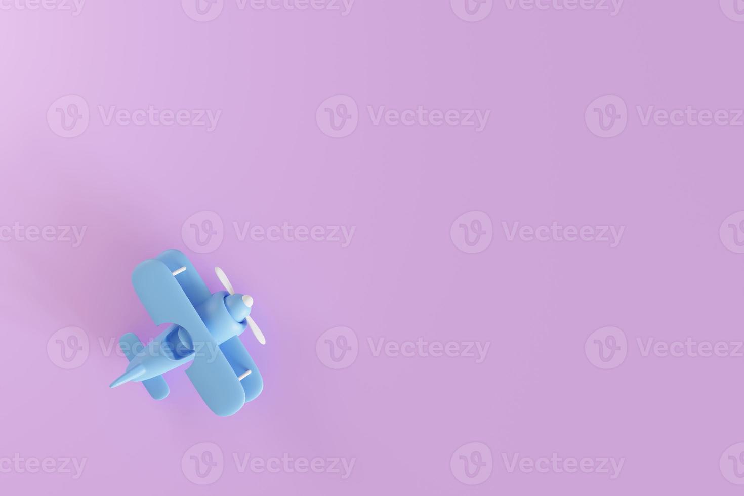 Toy model plane, airplane on pastel purple color background. 3d illustration photo
