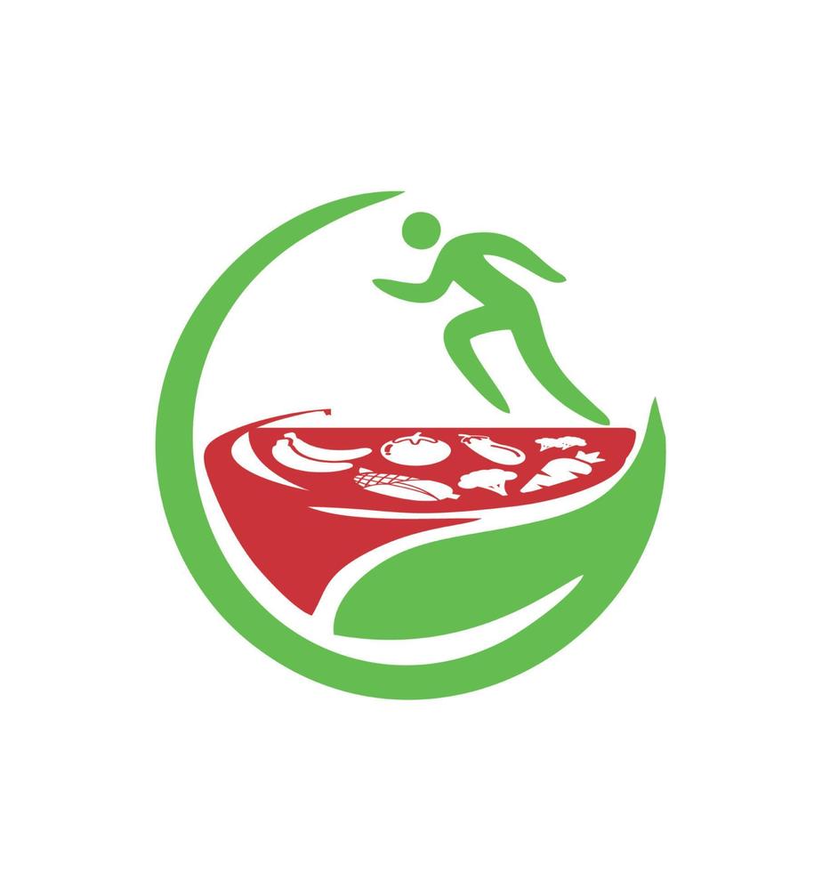 simple healthy food for sport man logo and vector icon