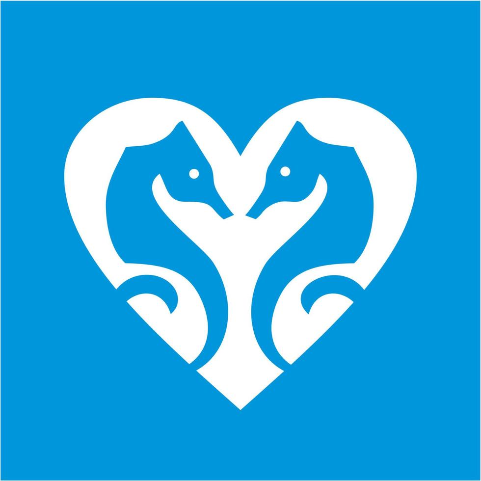 simple sea horse love heart icon and vector logo