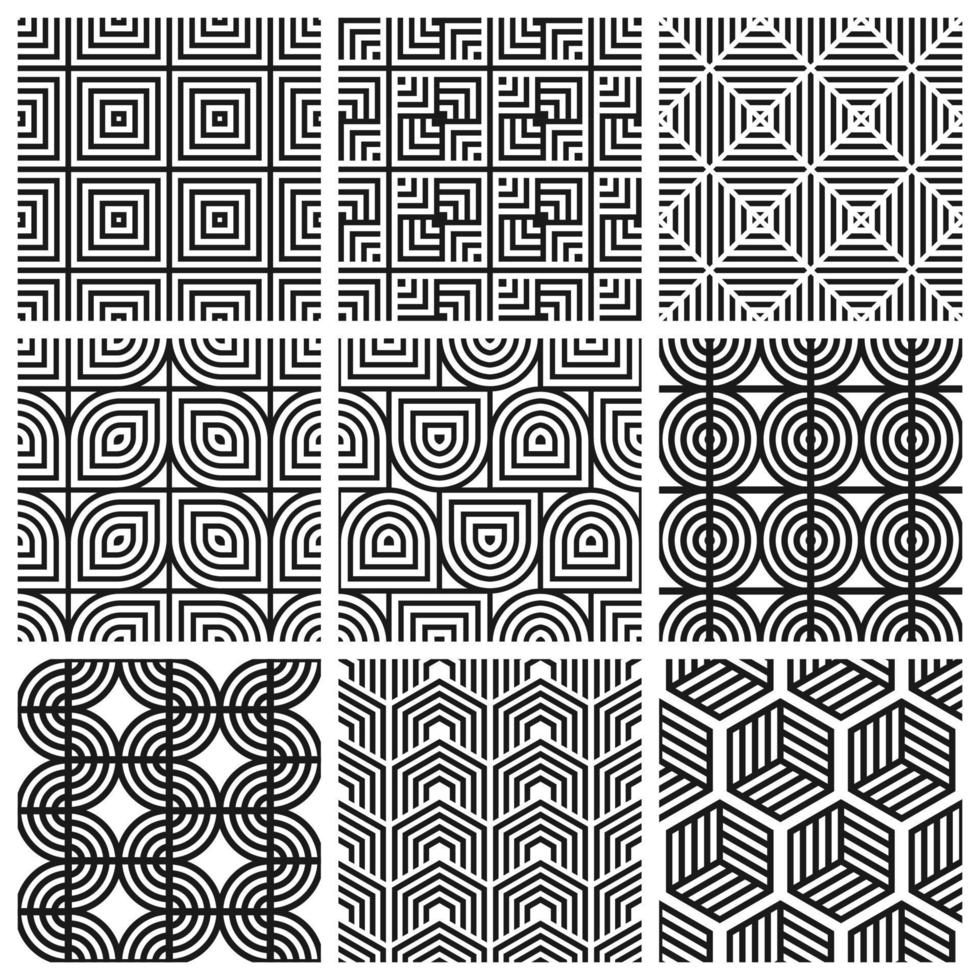 Set Of Geometric Seamless Patterns. vector