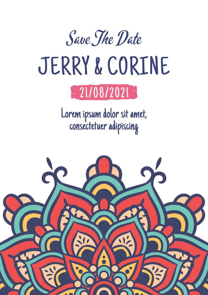 Vintage Wedding Invitation Card With Mandala Design vector