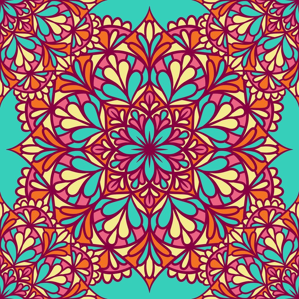 Mandala Round Ornament Seamless Pattern vector