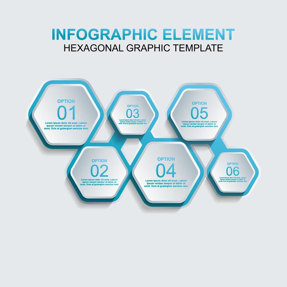 plantilla de vector de elemento infográfico hexagonal