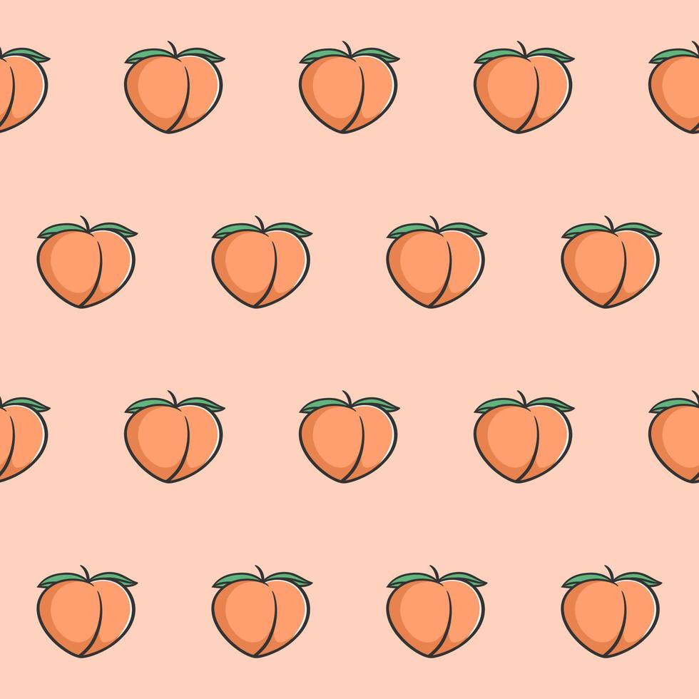 Peaches fruit vector seamless pattern