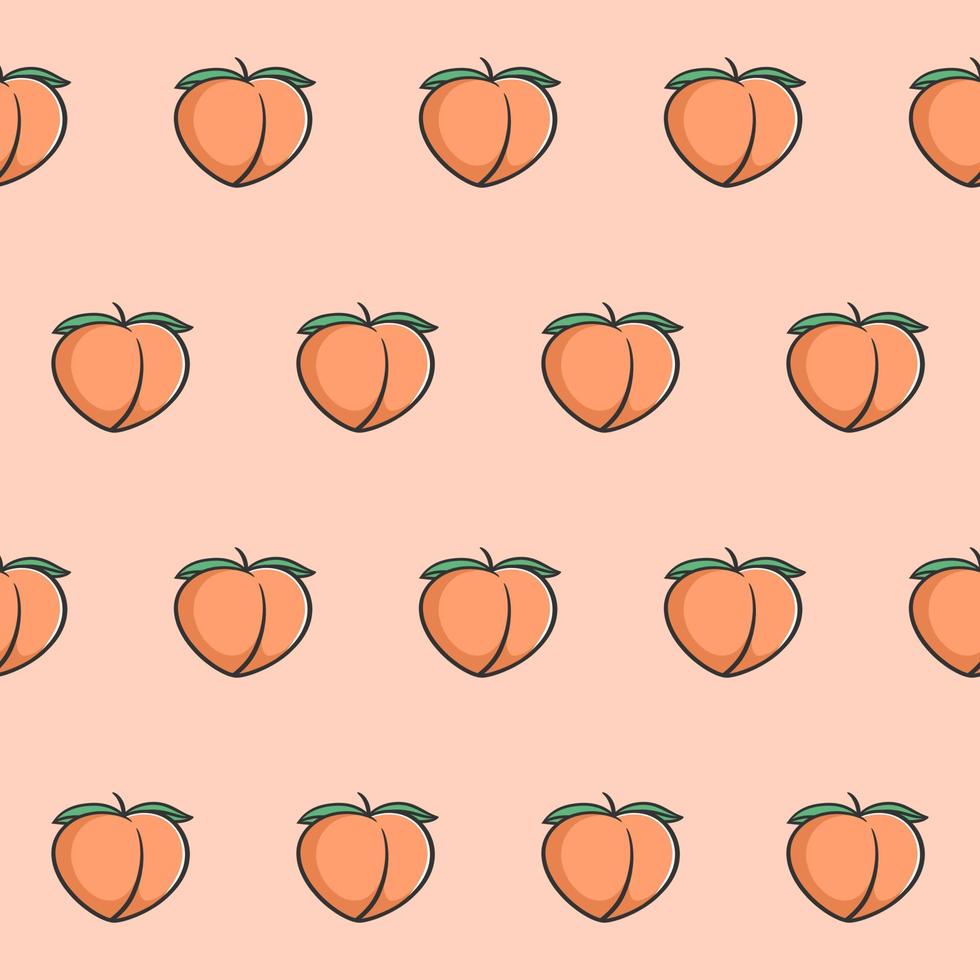 Peaches fruit vector seamless pattern