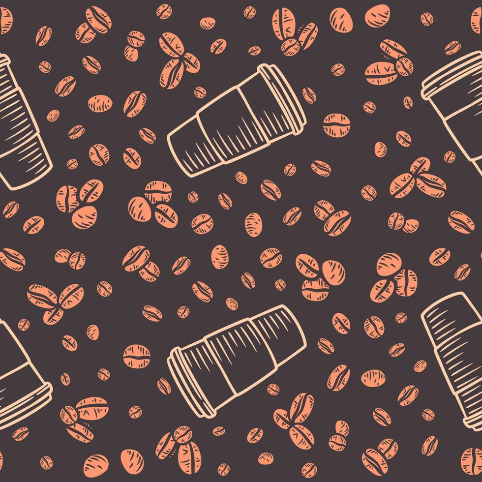 Coffee beans seamless pattern background vector