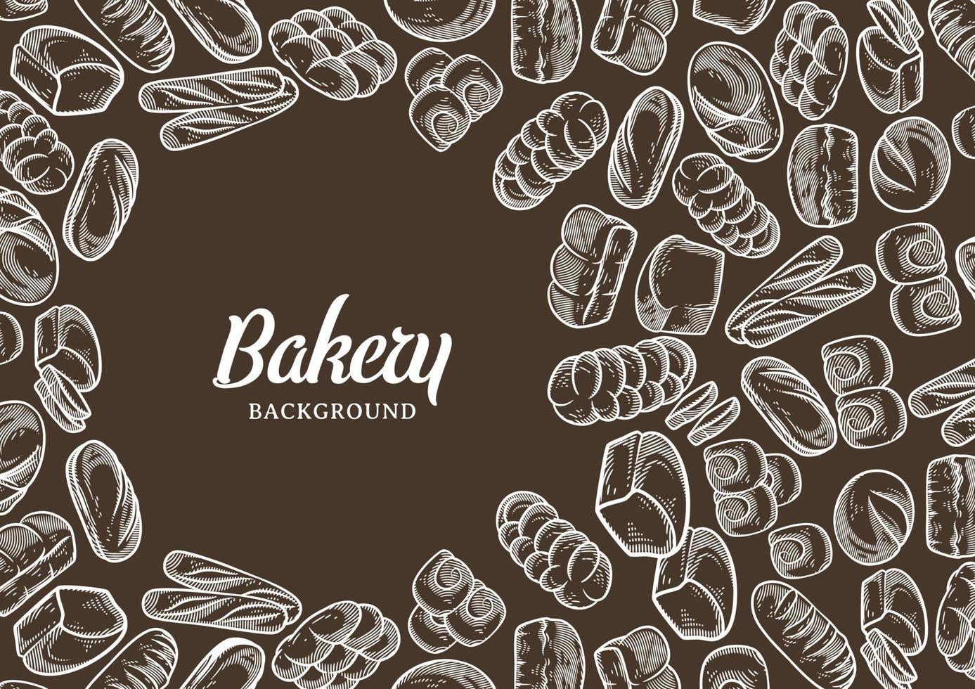 Vintage bakery background with sketched bread vector illustration