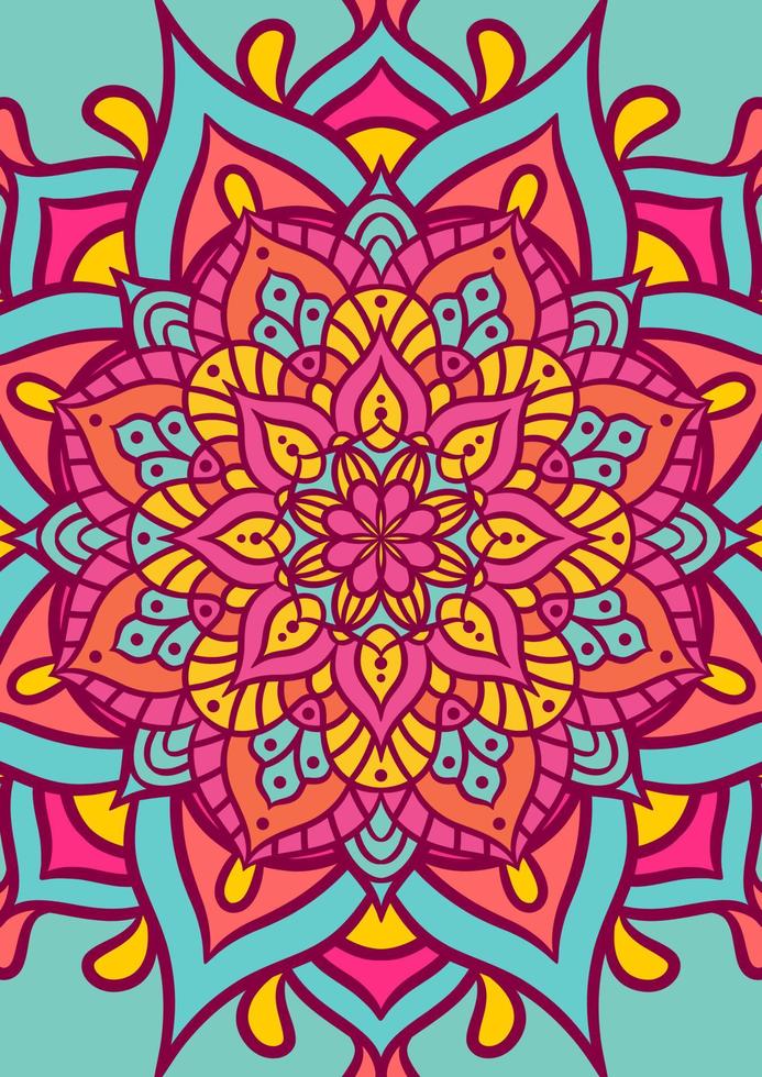 Ethnic Mandala Round Ornament Pattern With Colorful vector