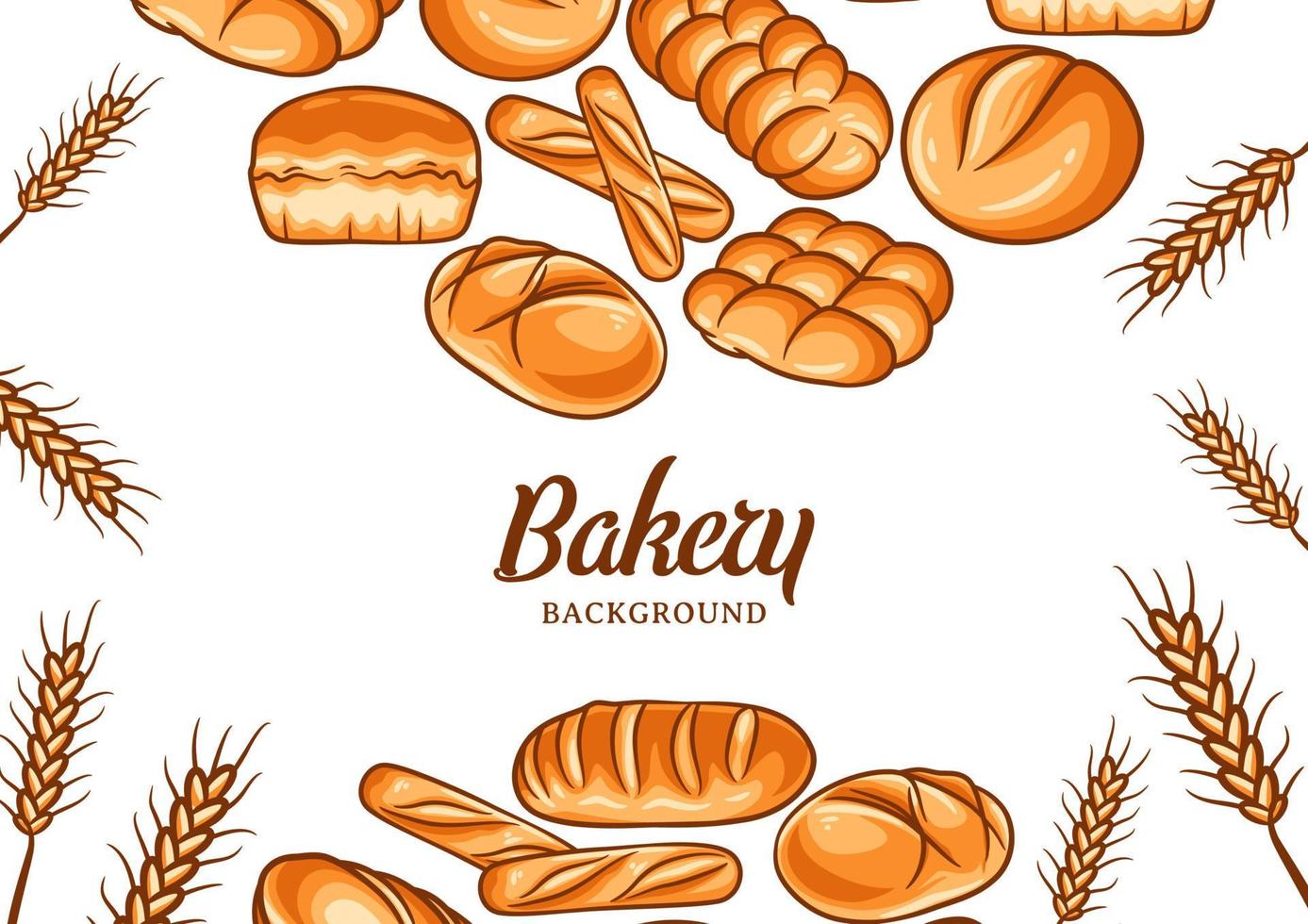 Bakery background with colorful bread vector illustration