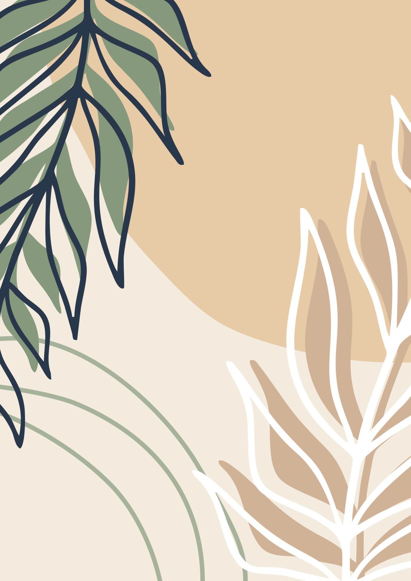 Organic Abstract Minimalist Pastel Background With Leaves 6051254